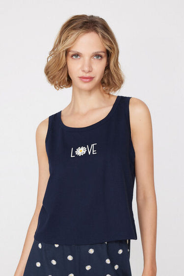 Printed Cotton Camisole with Wide Shoulder Straps