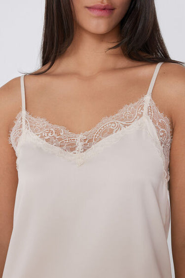 Satin and Lace Camisole with Narrow Shoulder Straps