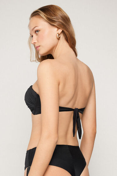 Recycled Microfibre Padded Bandeau Bikini Top with Gathering