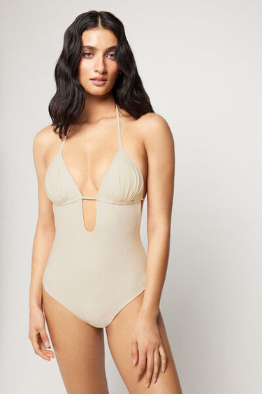 White Paradise Bay One-Piece Triangle Swimsuit