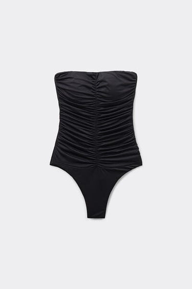Recycled Microfibre One-Piece Bandeau Swimsuit with Gathering