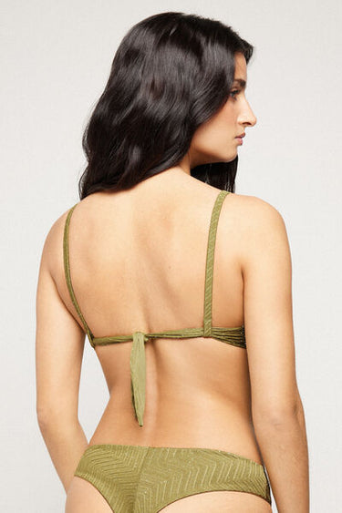 Olive Green Sparkling Touch Padded Push-Up Bikini Top