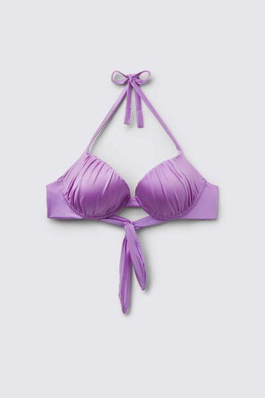Lilac Shiny Glam Lightly Padded Push-Up Bikini Top