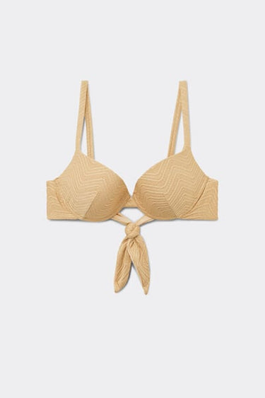 Gold Sparkling Touch Lightly Padded Push-Up Bikini Top