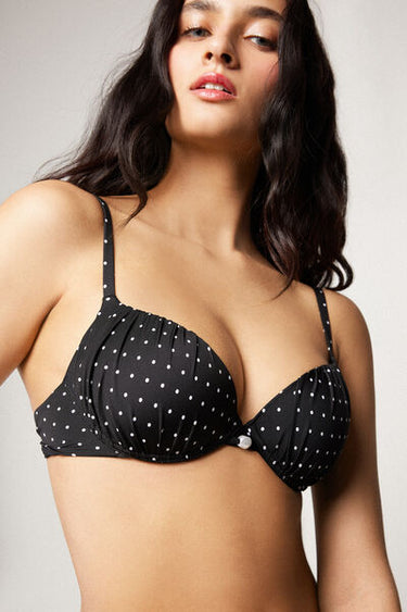 Polka Dot Bead Lightly Padded Push-Up Bikini Top