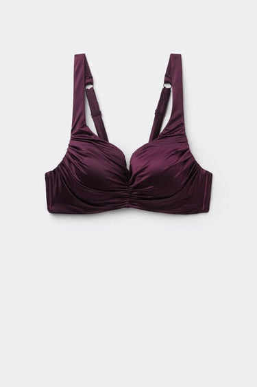 Bordeaux Shiny Glam Lightly Padded Balconette Bikini Top