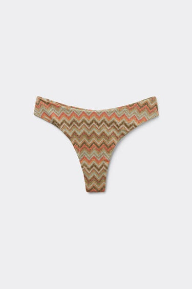 Luxury Chevron Rounded High-Cut Brazilian Bikini Bottoms