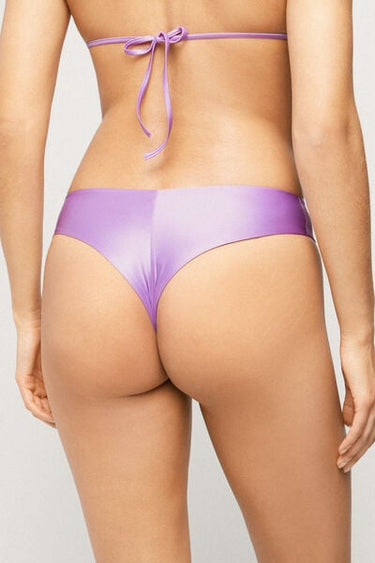 Lilac Shiny Glam Rounded High-Cut Brazilian Bikini Bottoms