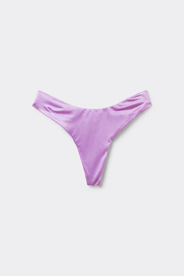 Lilac Shiny Glam Rounded High-Cut Brazilian Bikini Bottoms