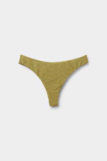 Olive Green Rounded High-Cut Brazilian Bikini Bottoms