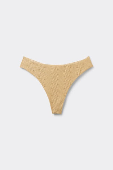 Gold Sparkling Touch Rounded High-Cut Brazilian Bikini Bottoms