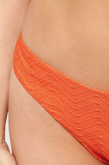 Orange Sparkling Touch Rounded High-Cut Brazilian Bikini Bottoms