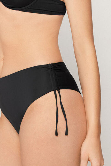 High-Cut Brazilian Bikini Bottoms with Gathering