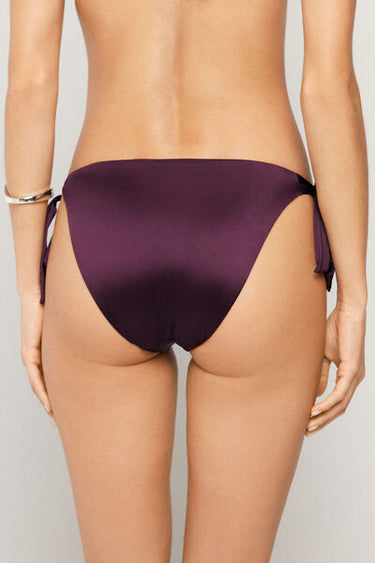 Bordeaux Shiny Glam Tie Bikini Bottoms