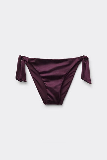 Bordeaux Shiny Glam Tie Bikini Bottoms