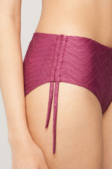 Mauve Sparkling Touch High Bikini Bottoms with Gathering