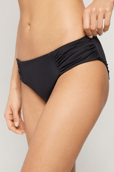 Recycled Microfibre High-Cut Bikini Bottoms with Gathering