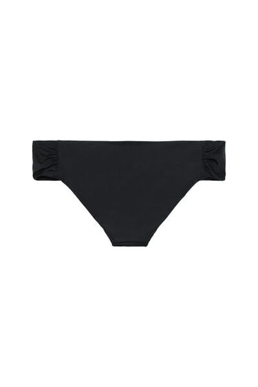 Recycled Microfibre High-Cut Bikini Bottoms with Gathering