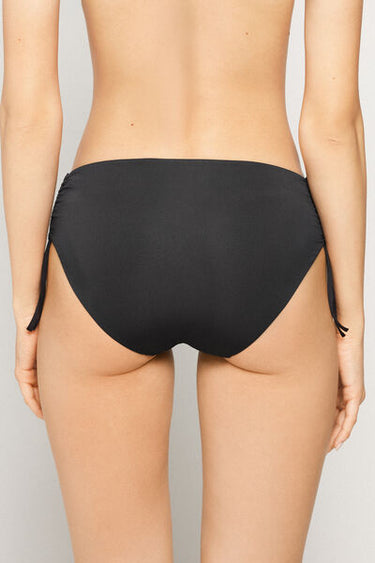 Recycled Microfibre High-Cut Bikini Bottoms with Drawstring