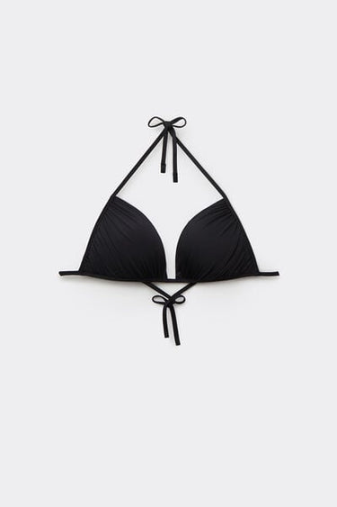Recycled Microfibre Padded Triangle Bikini Top with Gathering