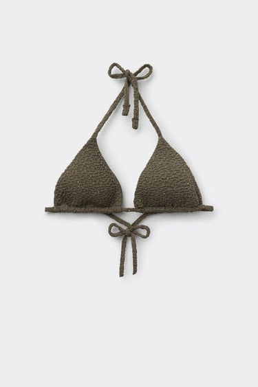 Crinkle Dune Triangle Bikini Top with Removable Padding