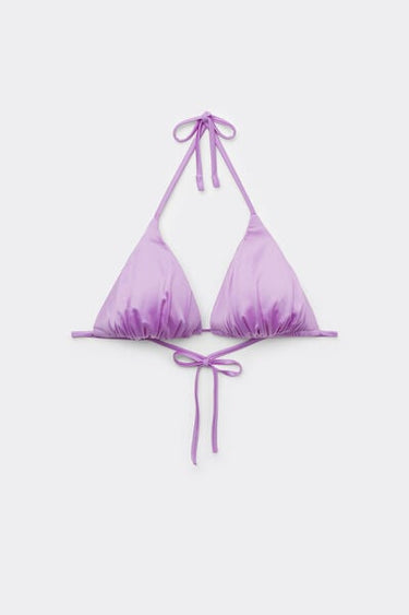 Lilac Shiny Glam Lightly Padded Triangle Bikini Top