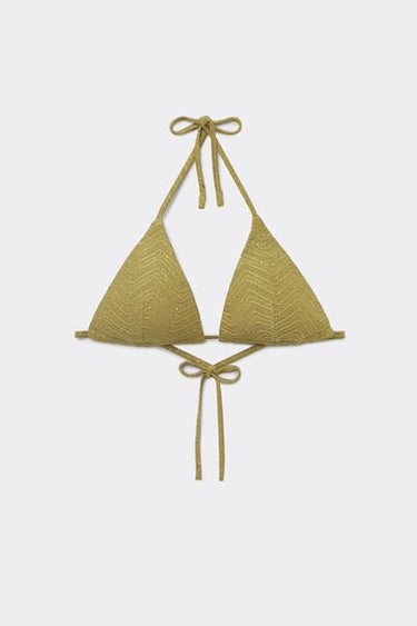 Olive Green Sparkling Touch Lightly Padded Triangle Bikini Top
