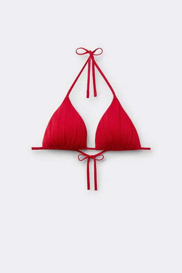 Timeless Look Gloss Red Triangle Bikini Top