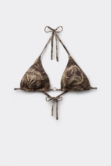 Golden Tropics Triangle Bikini Top with Removable Padding