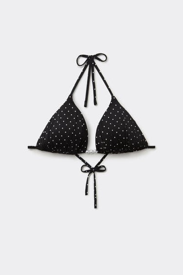 Polka Dot Bead Lightly Padded Triangle Bikini Top