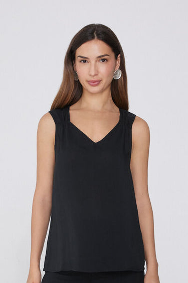 Viscose Camisole with Wide Shoulder Straps and Gathering