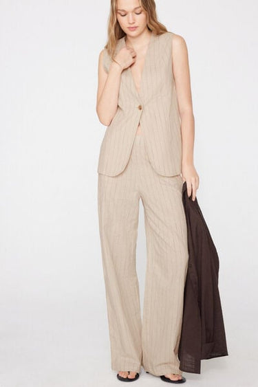 Linen-Look Cotton Canvas Long Gilet