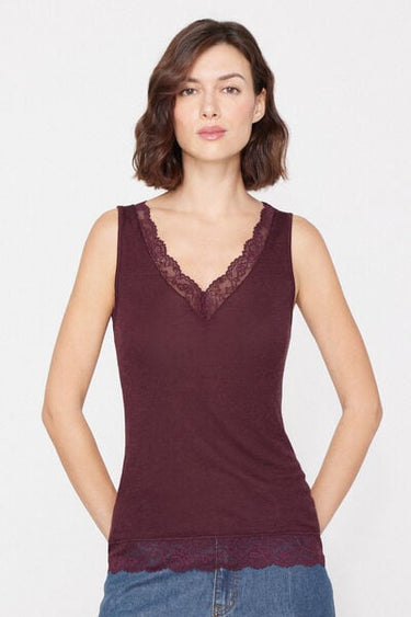 Ultra-Lightweight Merino Wool and Lace Camisole