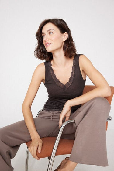 Ultra-Lightweight Merino Wool and Lace Camisole