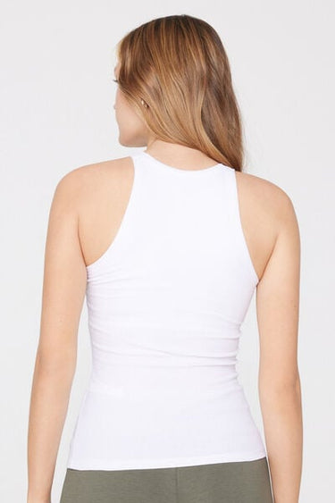 Ribbed Cotton Racerback Vest Top with Integrated Cups
