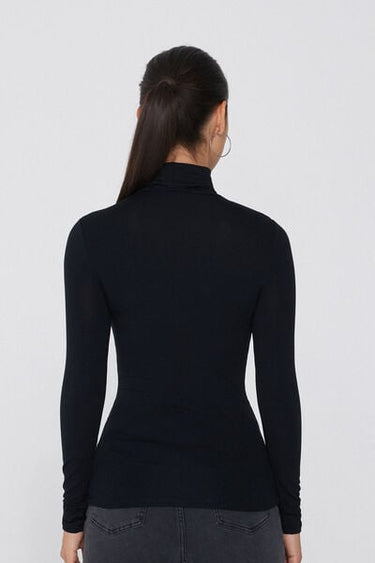Long Sleeve Viscose Polo Neck Top