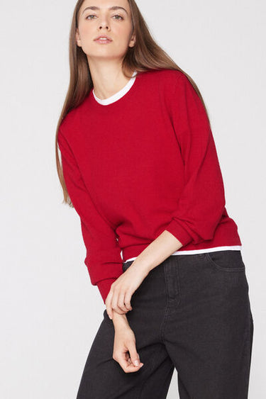 Long Sleeve Round-Neckline Heavy Sweater with Wool