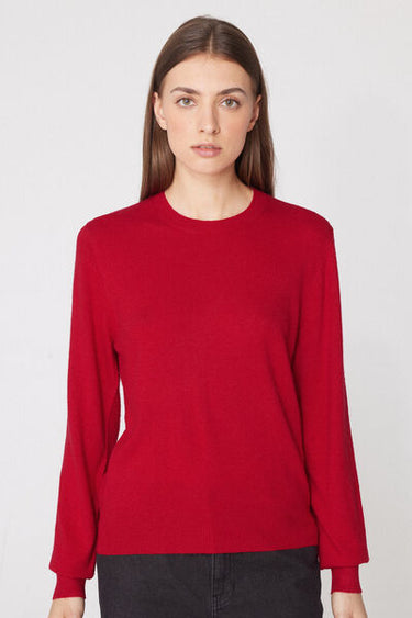 Long Sleeve Round-Neckline Heavy Sweater with Wool