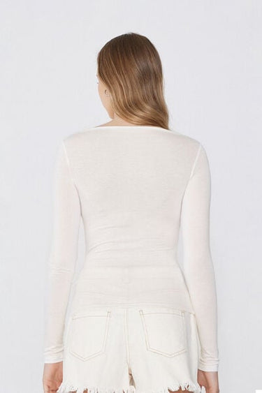 Long-Sleeved Viscose Top with Boat Neck