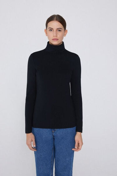 Cotton and Thermal Modal Polo Neck Top