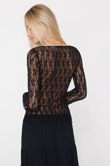 Wide Long-Sleeved Lace Top