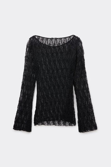 Wide Long-Sleeved Lace Top