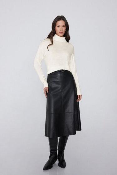 Long Thick Polo Neck Top with Wool