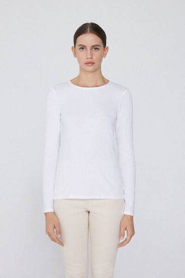 Organic Stretch Cotton Top with Long Sleeves and a Round Neck