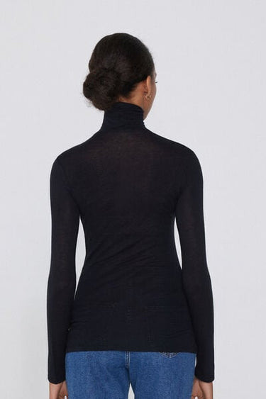 Lightweight Polo Neck Top with Merino Wool