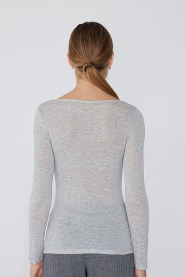 Lightweight Boat Neck Top with Merino Wool
