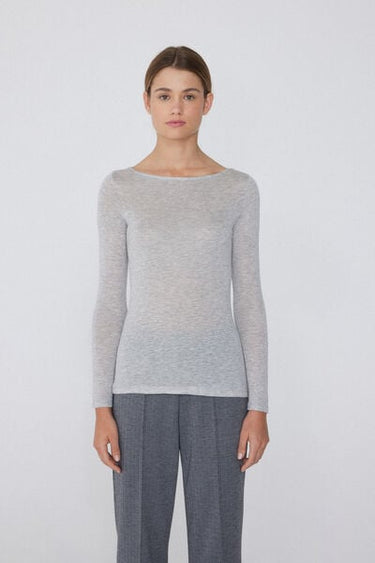 Lightweight Boat Neck Top with Merino Wool