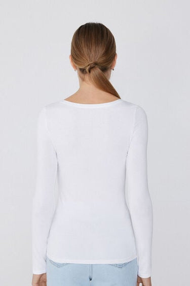 Long Sleeve Viscose Scoop Neck Top