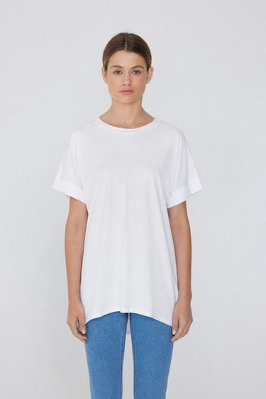 Cotton T-Shirt with Kimono Turn-Up