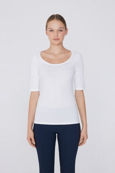 Short-Sleeve Scoop-Neck Top in Organic Cotton